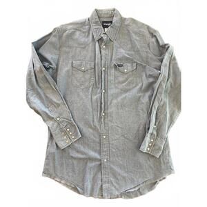Vintage Wrangler Men's Casual Denim Shirt with Pearl Buttons XLT